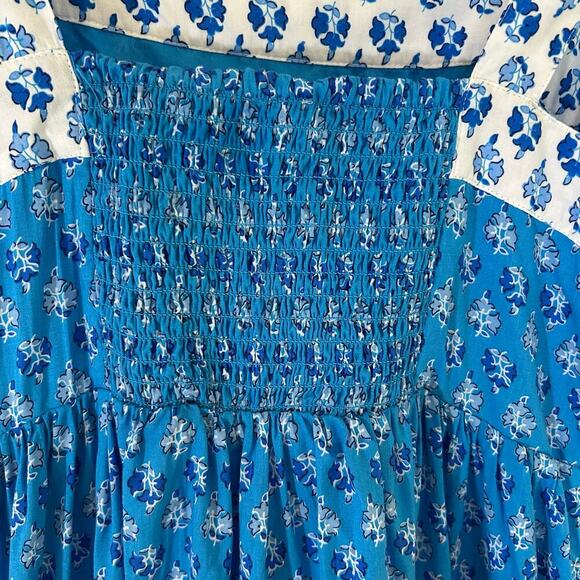 J. Crew Square Neck Smocked Tiered Floral MIDI Dress Size 6P Beachy Summer - Picture 7 of 9